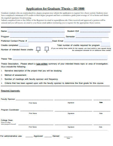 graduate thesis application template