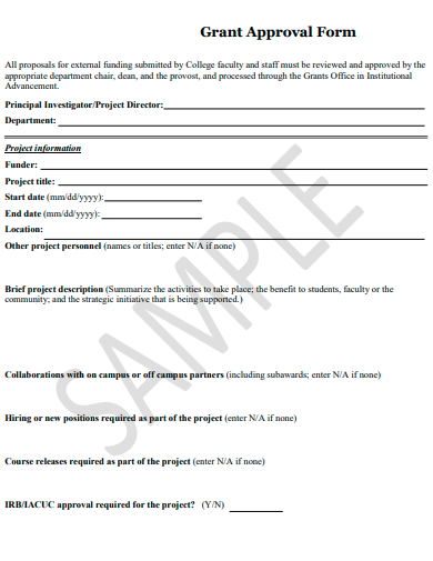 grant approval form template