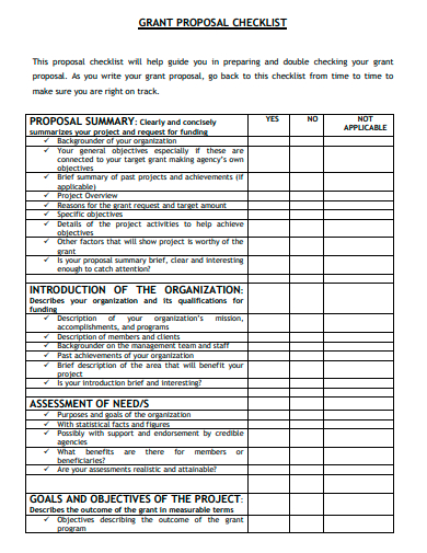 grant proposal checklist template