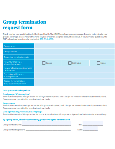 group termination request form template