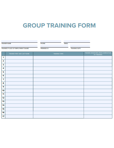 group training form template