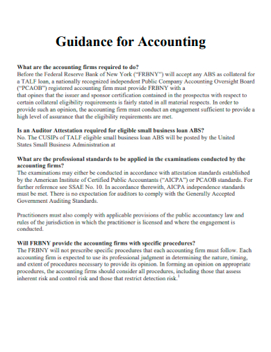 guidance for accounting