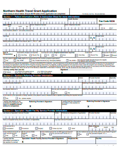 health travel grant application template