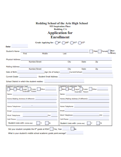 high school enrollment application
