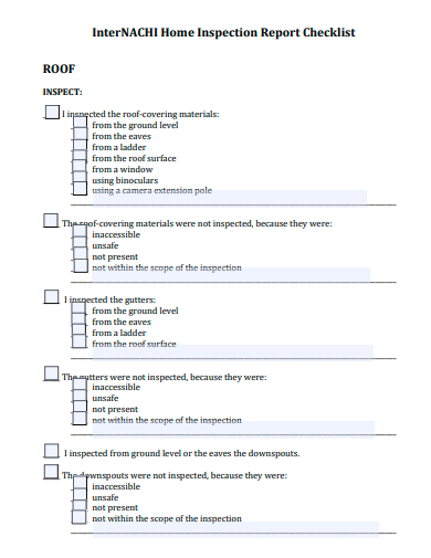 home inspection report checklist template
