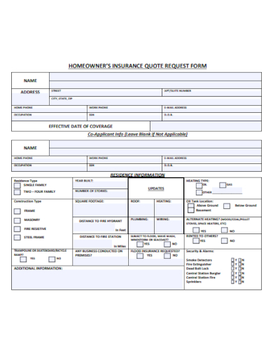 homeowner insurance quote form