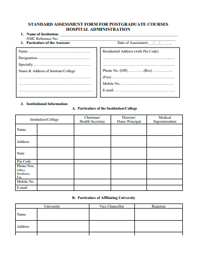 hospital administration form template