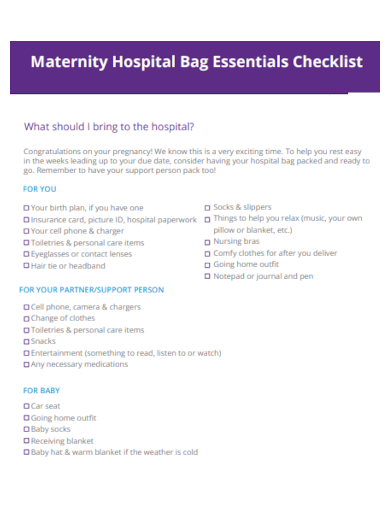 hospital bag essentials checklist