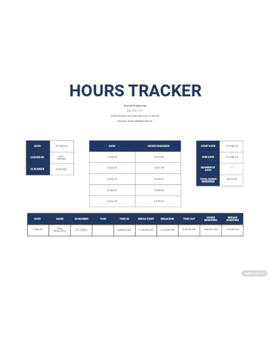 hours tracker template
