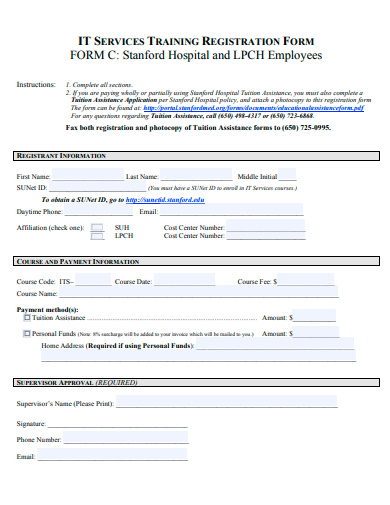 it services training registration form template
