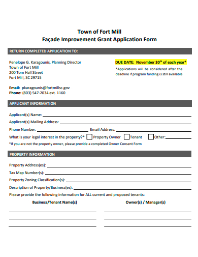 improvement grant application form template