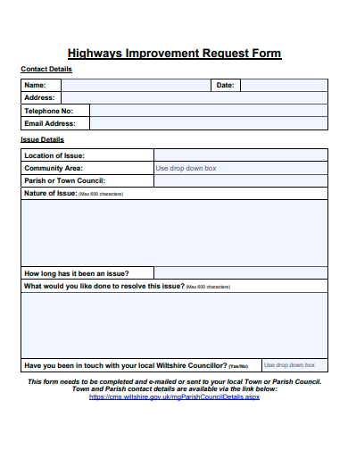 improvement request form template
