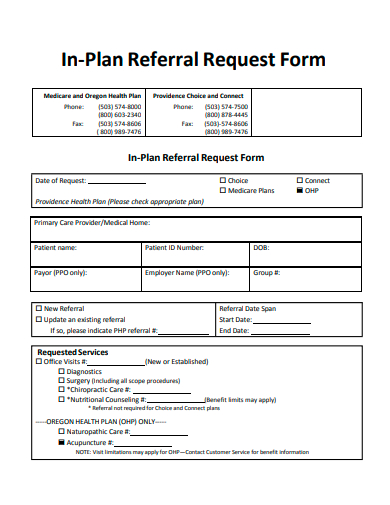 in plan referral request form template