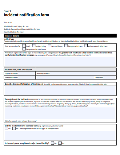 incident notification form template