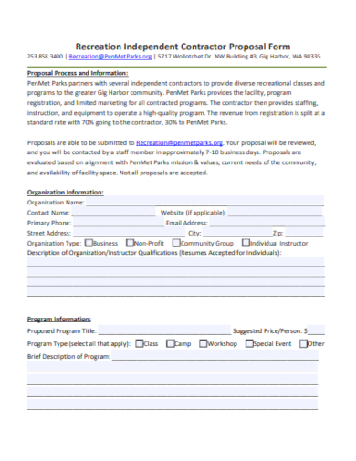 independent contractor proposal form