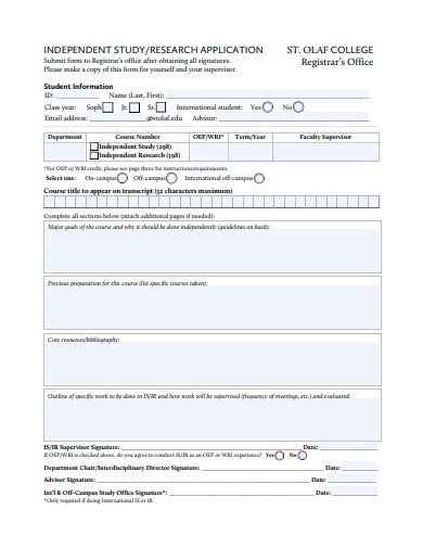 independent study research application template