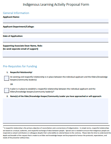 indigenous learning activity proposal form template