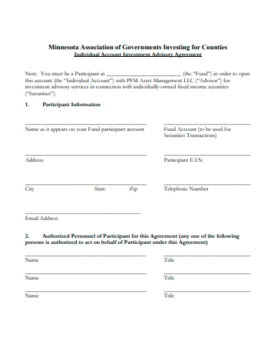 individual account investment advisory agreement template