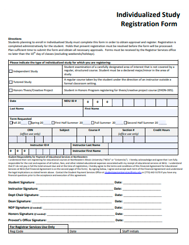 individualized study registration form template