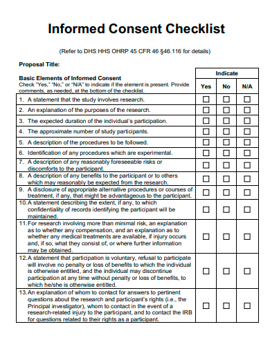 informed consent checklist template