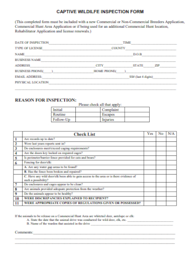 inspection checklist form