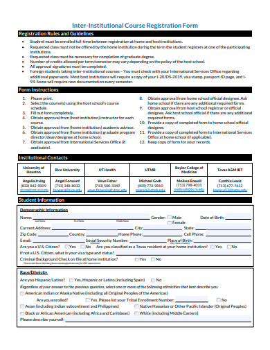inter institutional course registration form template