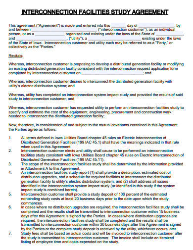 interconnection facilities study agreement template