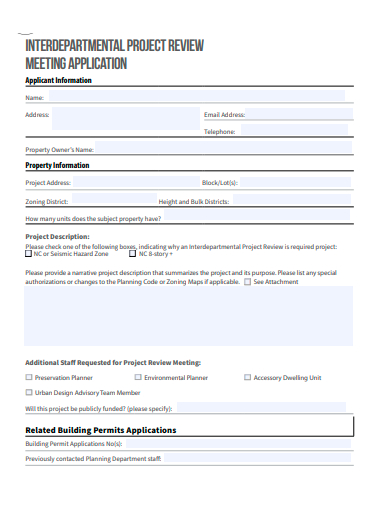 interdepartmental project review meeting application template