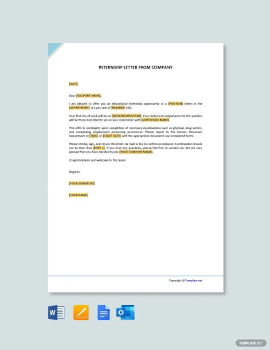 internship letter from company template