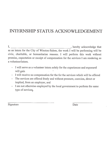 internship status acknowledgement template