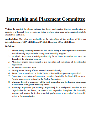 internship and placement committee template