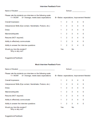 interview rating scale feedback form