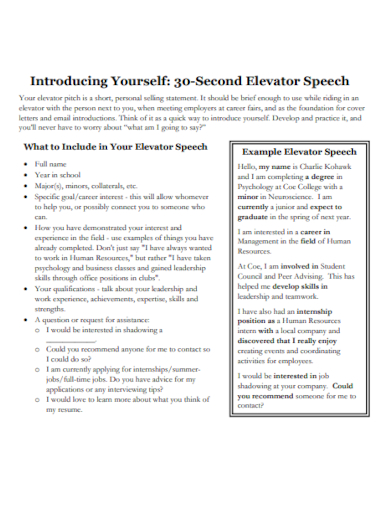 introduce yourself elevator speech