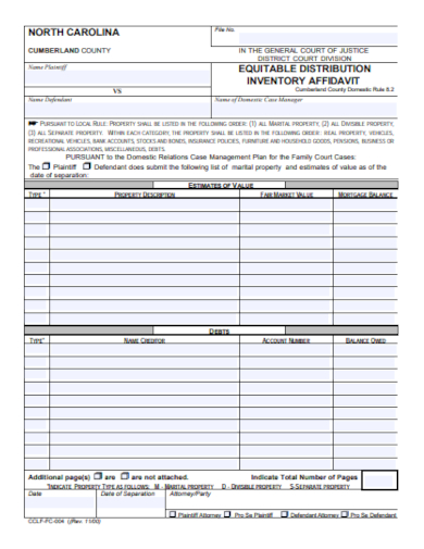 inventory distribution affidavit form