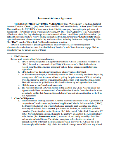 investment advisory agreement in pdf