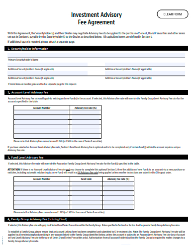 investment advisory fee agreement template
