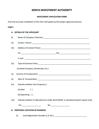 investment authority application form template