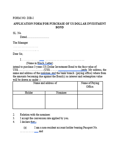 investment bond application form template