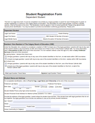 kindergarten school registration form