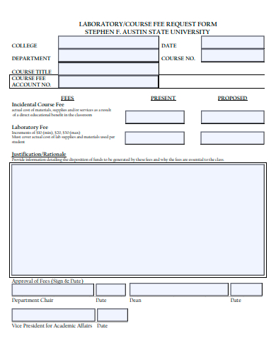 laboratory course fee request form template