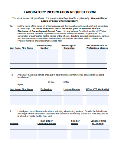 laboratory information request form template