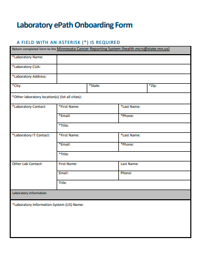laboratory onboarding form template
