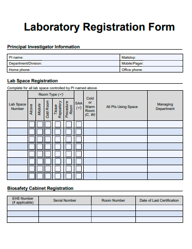 laboratory registration form template