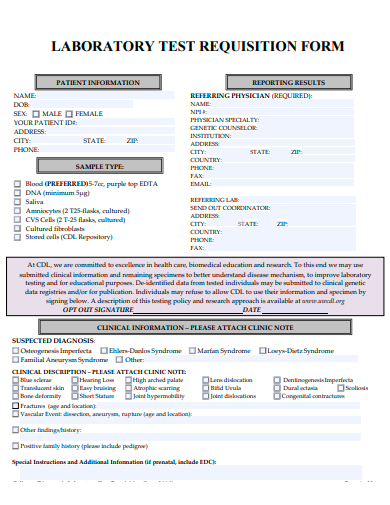 laboratory test requisition form template