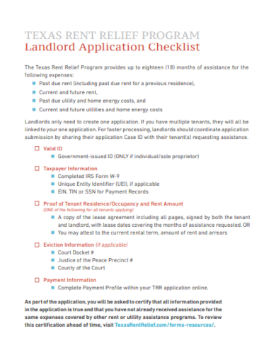 landlord application checklist