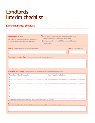 landlord interim checklist