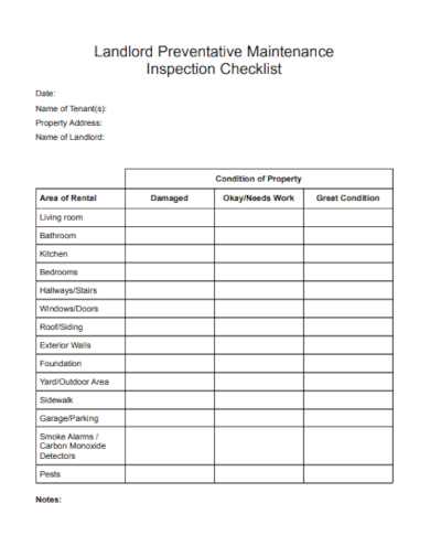 landlord maintenance checklist