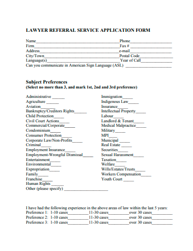 lawyer referral service application form template