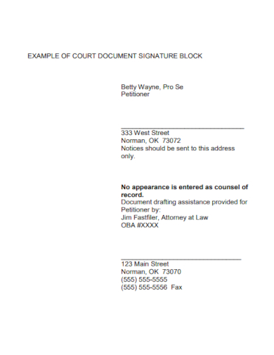 legal document signature template