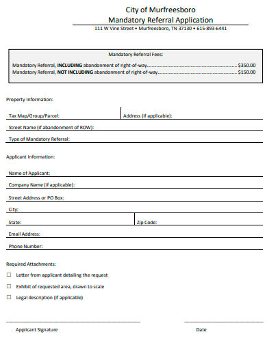 mandatory referral application template